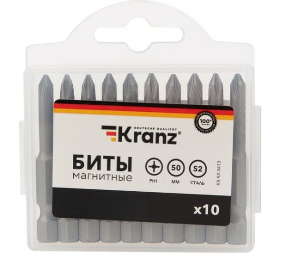 

Бита KRANZ PH1, 50мм, 1/4 (тип Е), магнитная, 10шт. (KR-92-0413)