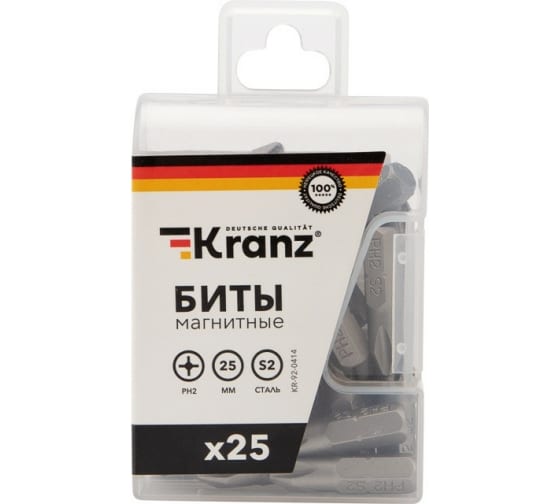 

Бита KRANZ PH2, 25мм, 1/4 (тип С), магнитная, 25шт. (KR-92-0414), нет