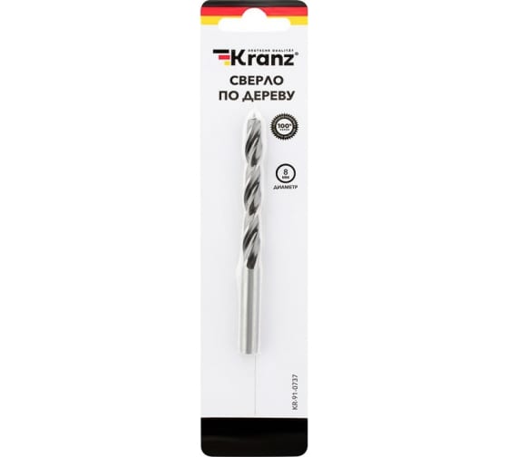 

Сверло ⌀8 мм x 11.5 см, по дереву, Kranz, 1 шт. (KR-91-0737)