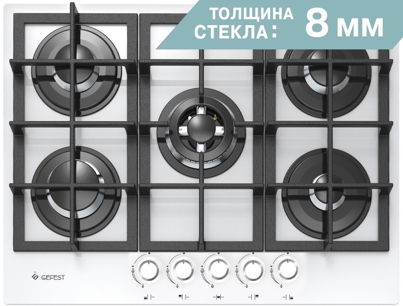 

Газовая варочная панель GEFEST PVG 2342 K12, 5 конфорок, белый (14792001), PVG 2342 K12