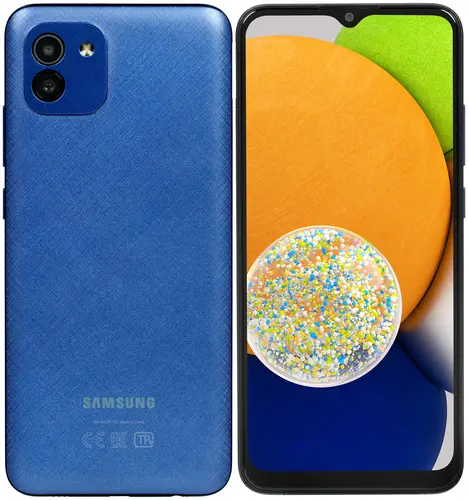 

Смартфон Samsung Galaxy A03, 6.5" 1600x720 PLS, Unisoc Tiger T606, 4Gb RAM, 128Gb, 3G/4G, Wi-Fi, BT, 2xCam, 2-Sim, 5000mAh, micro-USB, Android 11, синий (SM-A035FZBHMEB), Galaxy A03