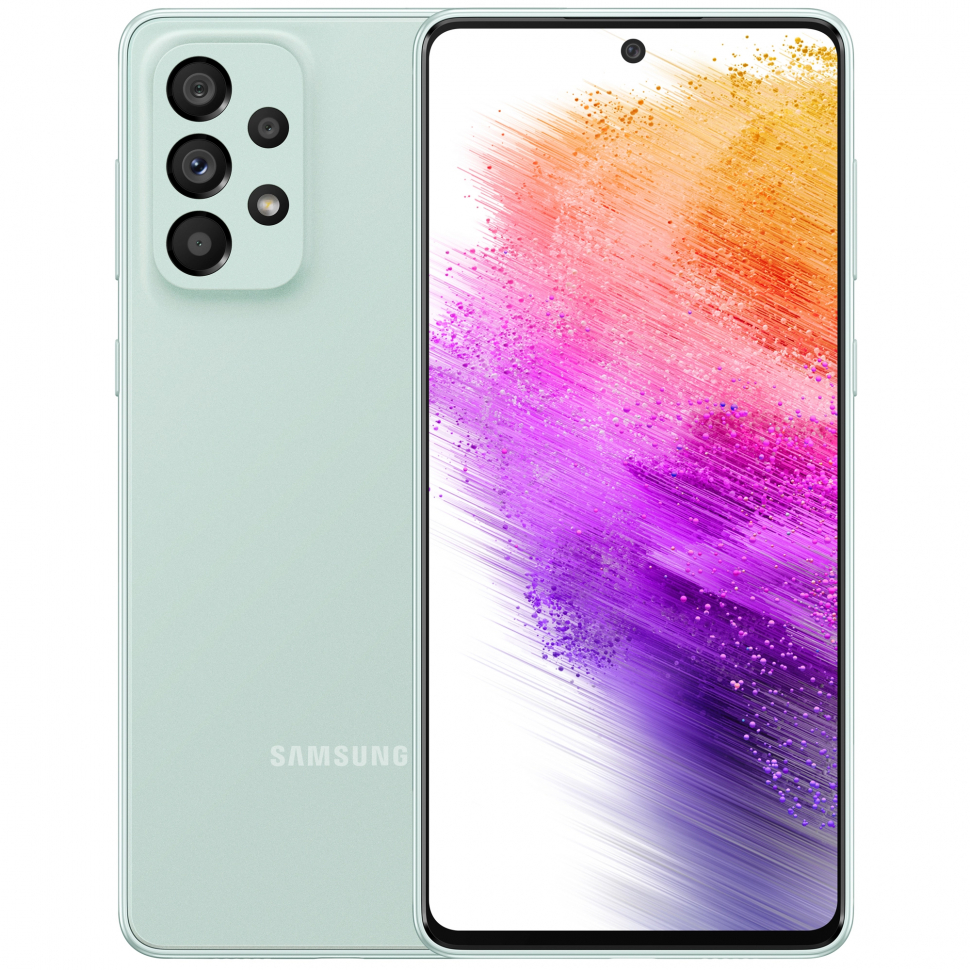 

Смартфон Samsung Galaxy A73, 6.7" 1080x2400 Super AMOLED Plus, Qualcomm Snapdragon 778G, 4Gb RAM, 256Gb, 3G/4G/5G, NFC, Wi-Fi, BT, 4xCam, 2-Sim, 5000 мА⋅ч, USB Type-C, Android, зеленый (SM-A736BLGHMEA), Galaxy A73