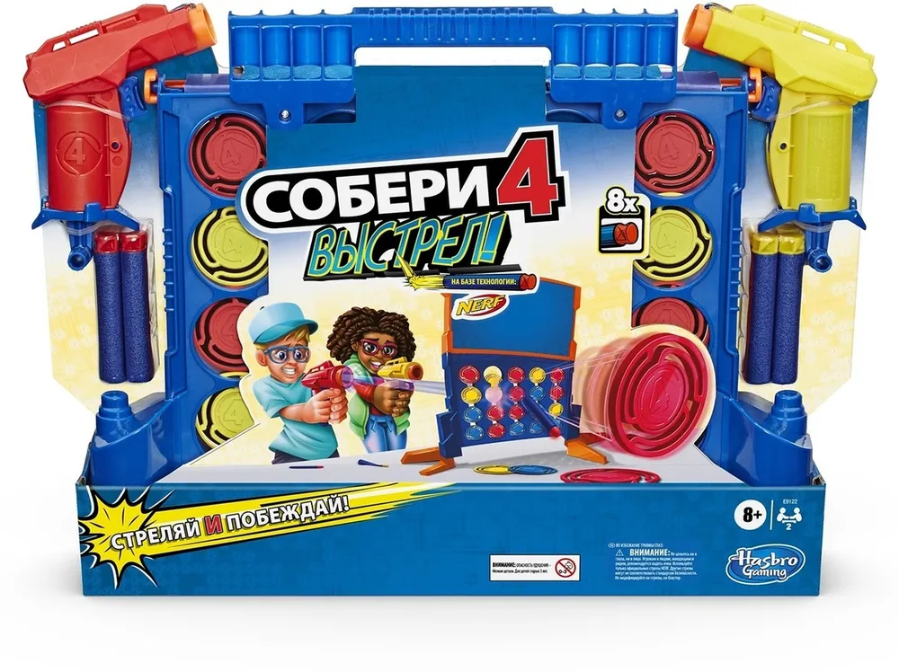 

Настольная игра Hasbro Игры Собери 4 Нёрф , игроков: 2 (E9122), Собери 4 Нёрф