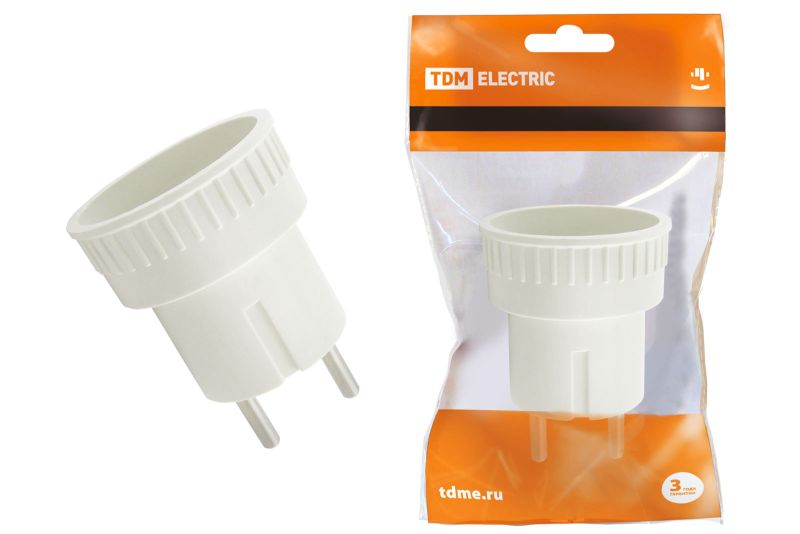 

Переходник питания (адаптер) Europlug(F)-Europlug(M), 10A, белый TDM (SQ1806-0023)