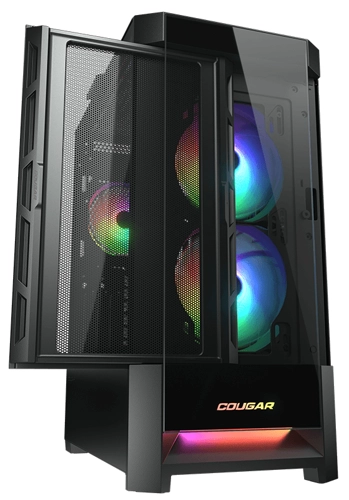 Корпус COUGAR Duoface, EATX, Midi-Tower, 2xUSB 3.2, RGB подсветка, черный, без БП (CGR-5ZD1B-RGB)