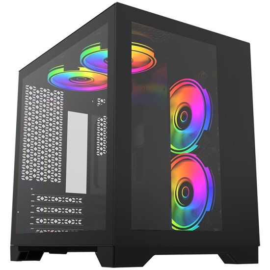 Корпус PowerCase Vision Micro, mATX, Mini-Tower, USB 3.0, RGB подсветка, черный, без БП (CVBM-L4)