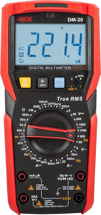 

Мультиметр RGK DM-20 (776455), Красный;черный, DM-20