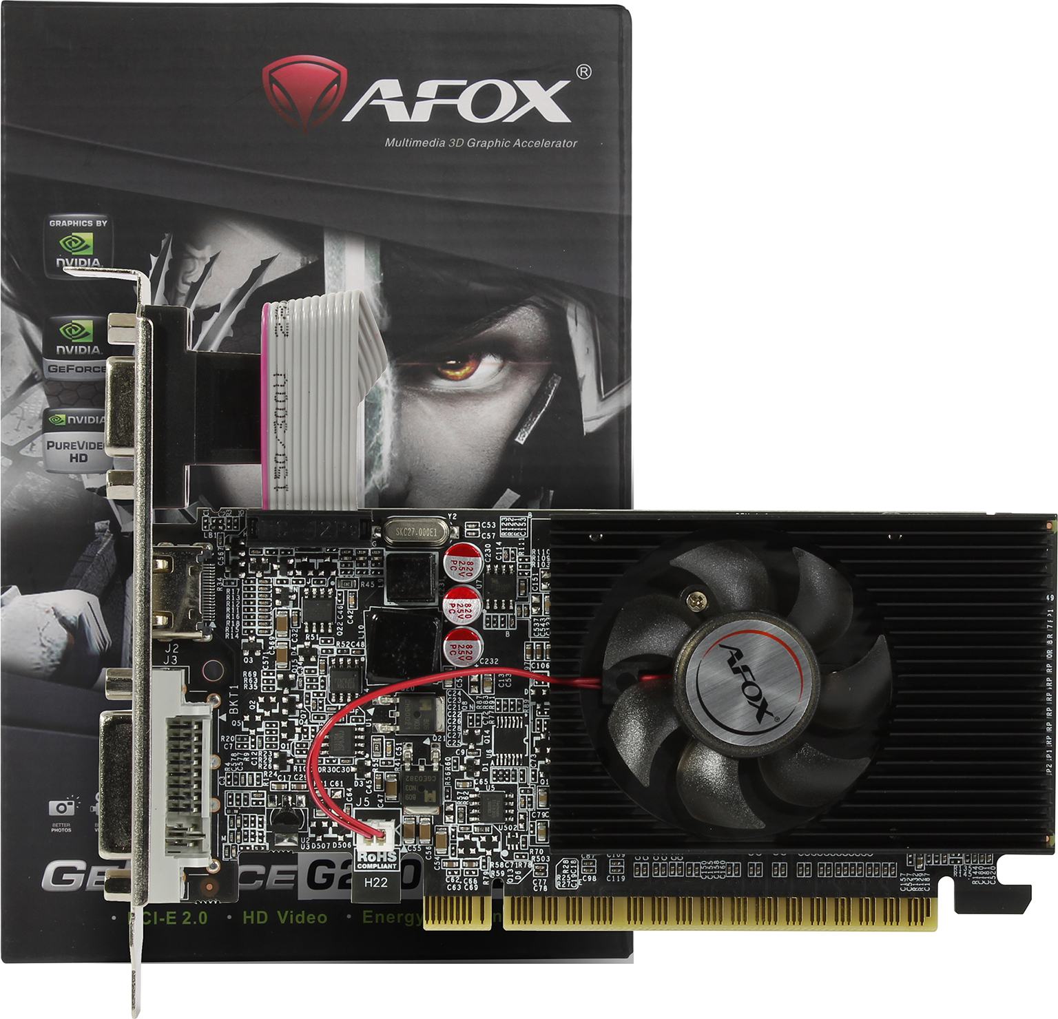 Видеокарта AFOX NVIDIA GeForce G 210, 512Mb DDR3, 64bit, PCI-E, VGA, DVI, HDMI, Retail ( AF210-512D3L3-V2)