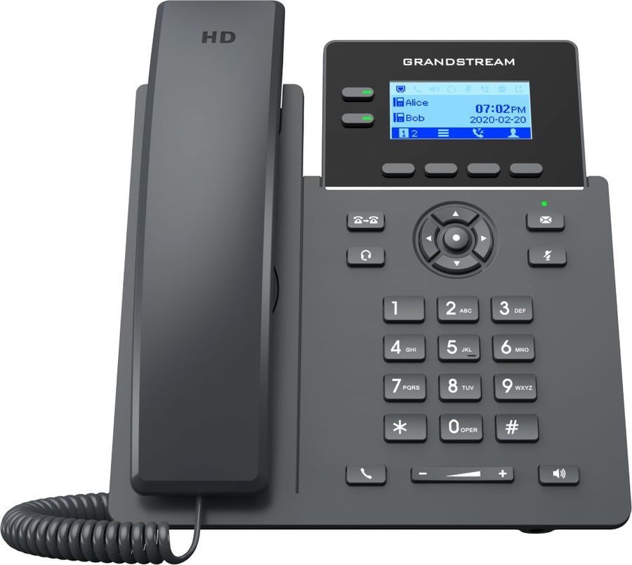 

VoIP-телефон Grandstream GRP2602P, 2 линии, 4 SIP-аккаунта, монохромный дисплей, PoE, черный, без БП (GRP2602P), GRP2602P