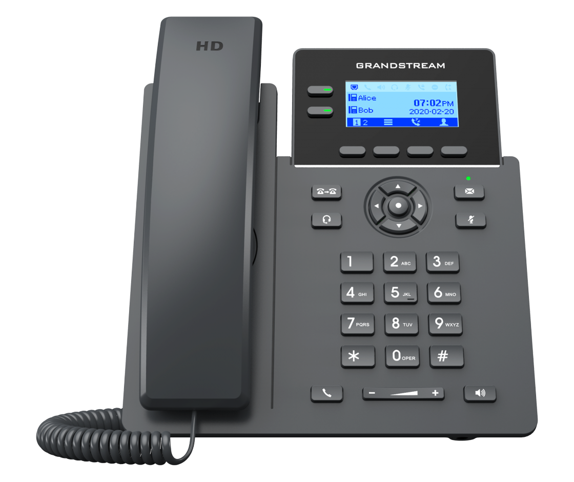 VoIP-телефон Grandstream GRP2602, 2 линии, 4 SIP-аккаунта, монохромный дисплей, черный (GRP2602)