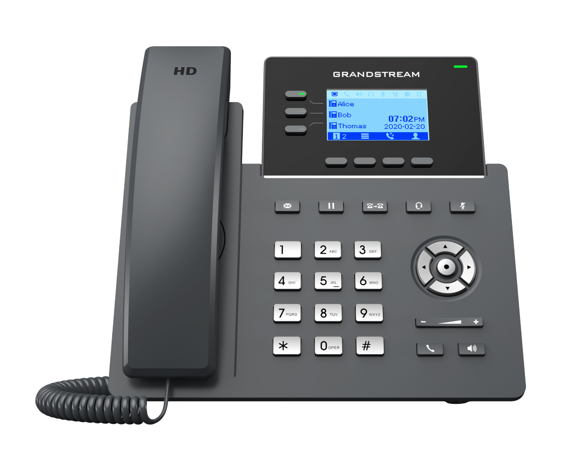 

VoIP-телефон Grandstream GRP2603P, 3 линии, 6 SIP-аккаунтов, монохромный дисплей, PoE, черный (GRP2603P), GRP2603P