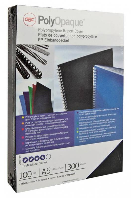 

Обложки для переплета PolyOpaque A4, пвх, 0.3мм, 100шт., белые, GBC (IB386817), Белый