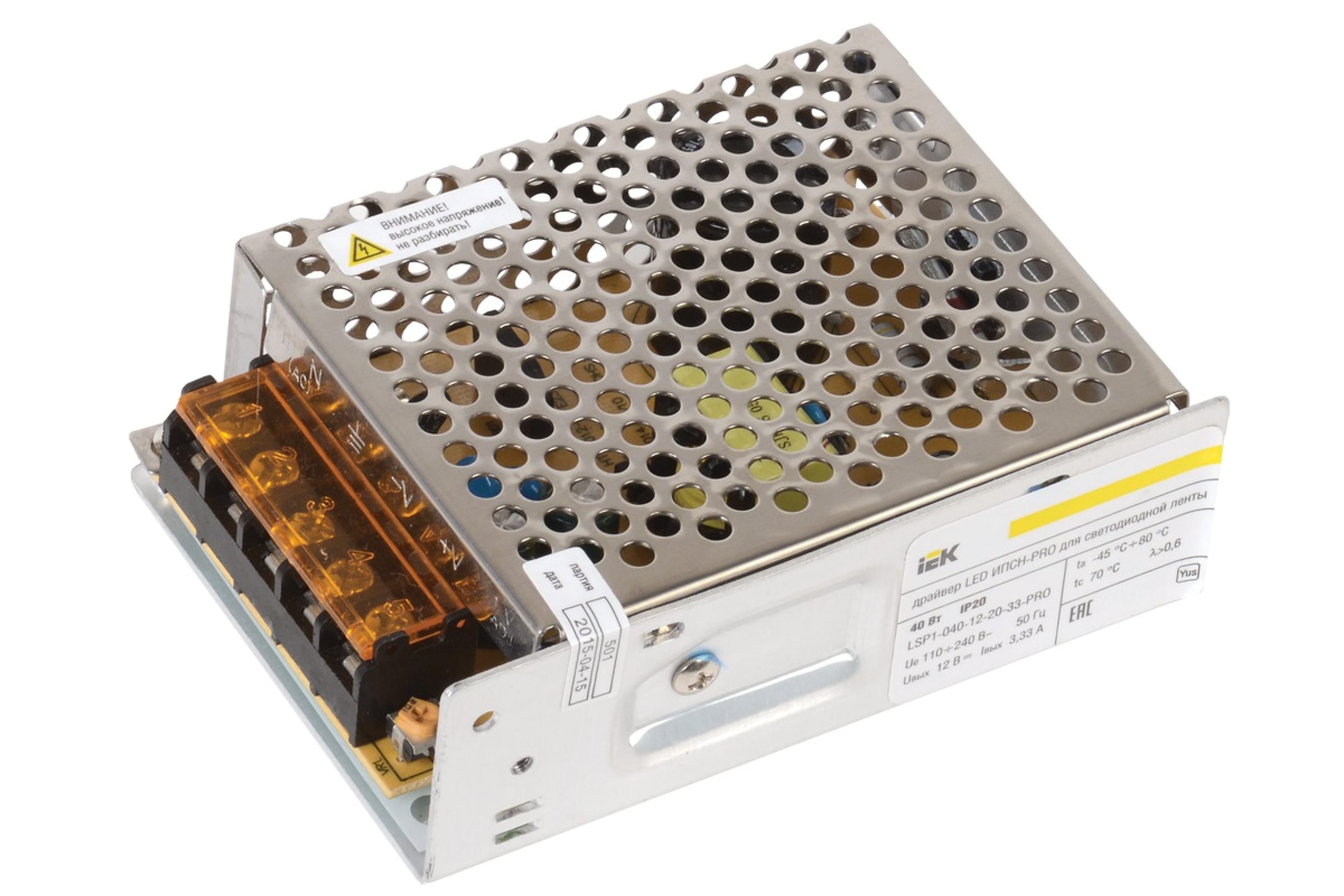 

Драйвер IEK LED ИПСН-PRO 40 Вт для светодиодной ленты, Блок - клеммы IP20 (LSP1-040-12-20-33-PRO)