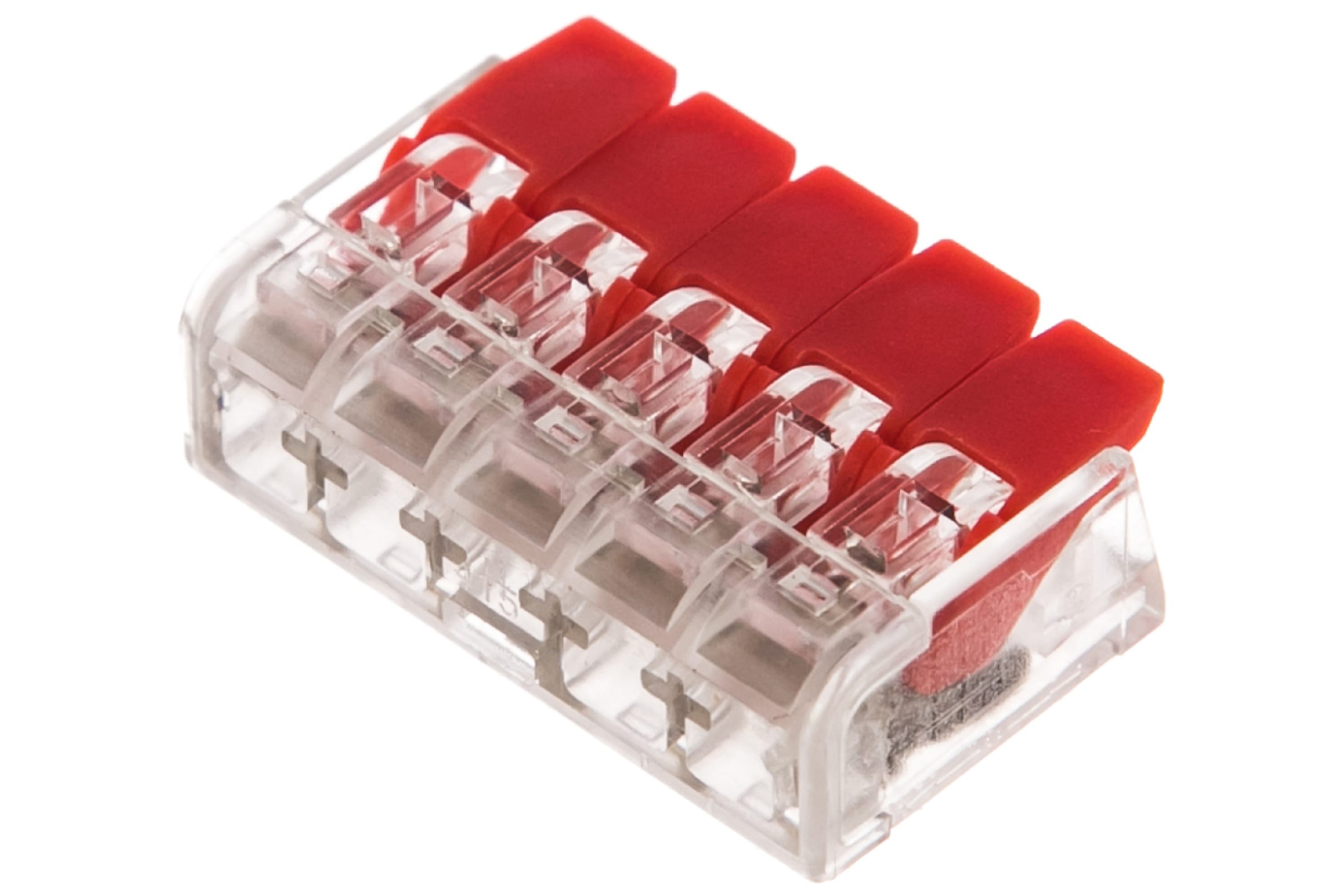 

Клемма монтажная STEKKER LD221-415 5x0,14...4 мм², красная/прозрачная (32395), LD221-415