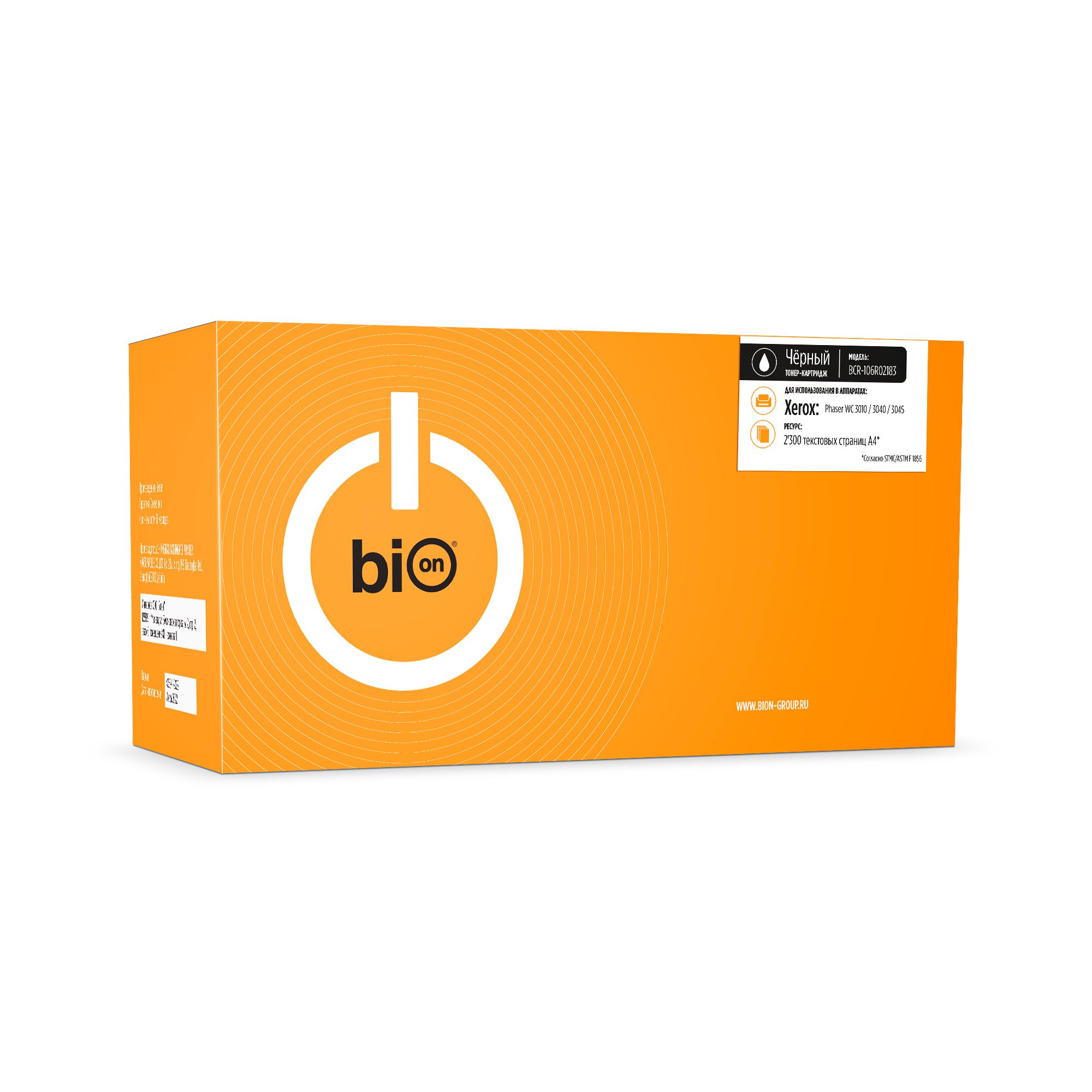 

Картридж лазерный Bion BCR-106R02183 (106R02183), черный, 2300 страниц, совместимый для Xerox Phaser WC 3010/3040/3045