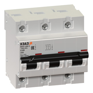 

Выключатель автоматический КЭАЗ - трехполюсный (3P/3П) 50A 10кА (ВА47-100-3С50-УХЛ3), 0