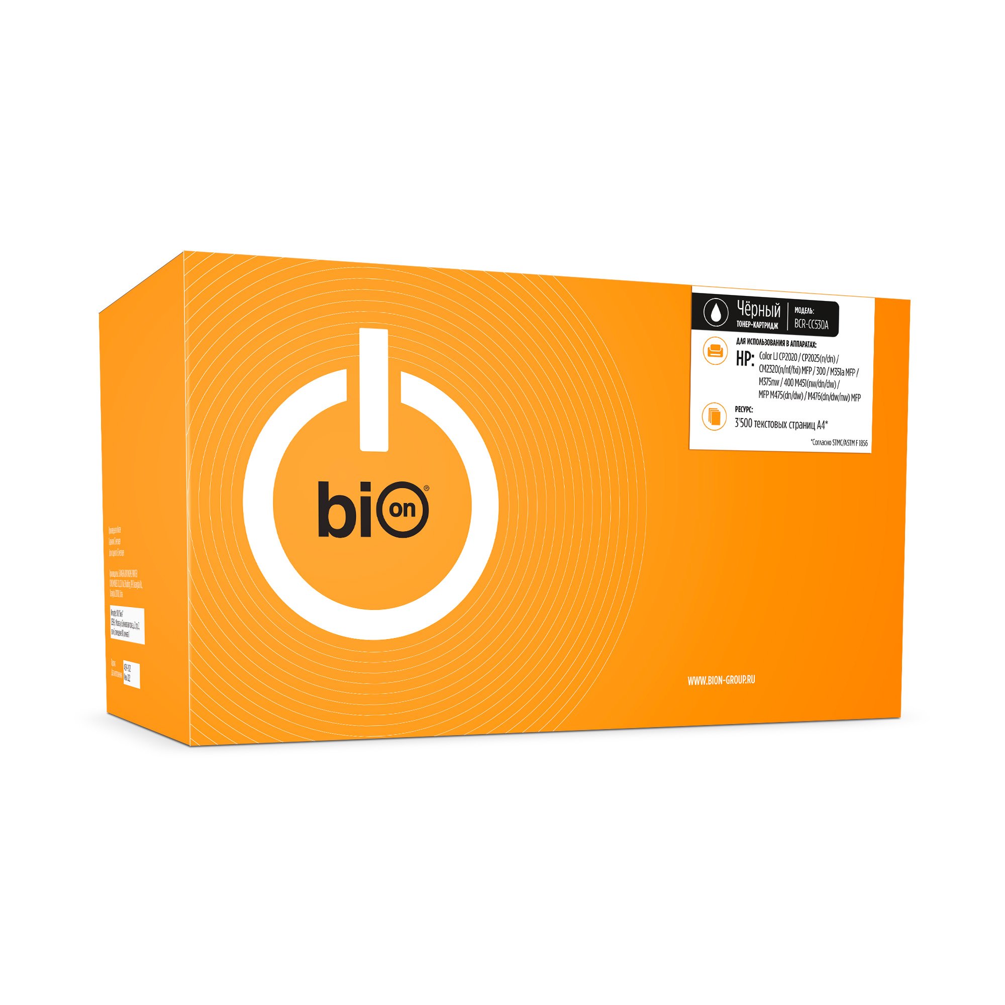 

Картридж лазерный Bion BCR-CC530A (CC530A), черный, 3500 страниц, совместимый для LJ Color CP2020, CP2025(n,dn), CM2320(n,nf,fxi) MFP, LJ Color Pro 300 M351a MFP, M375nw, LJ Color Pro 400 M451(nw/dn/dw), MFP M475(dn/dw), LJ Color Pro M476(dn/dw/nw) с чипо