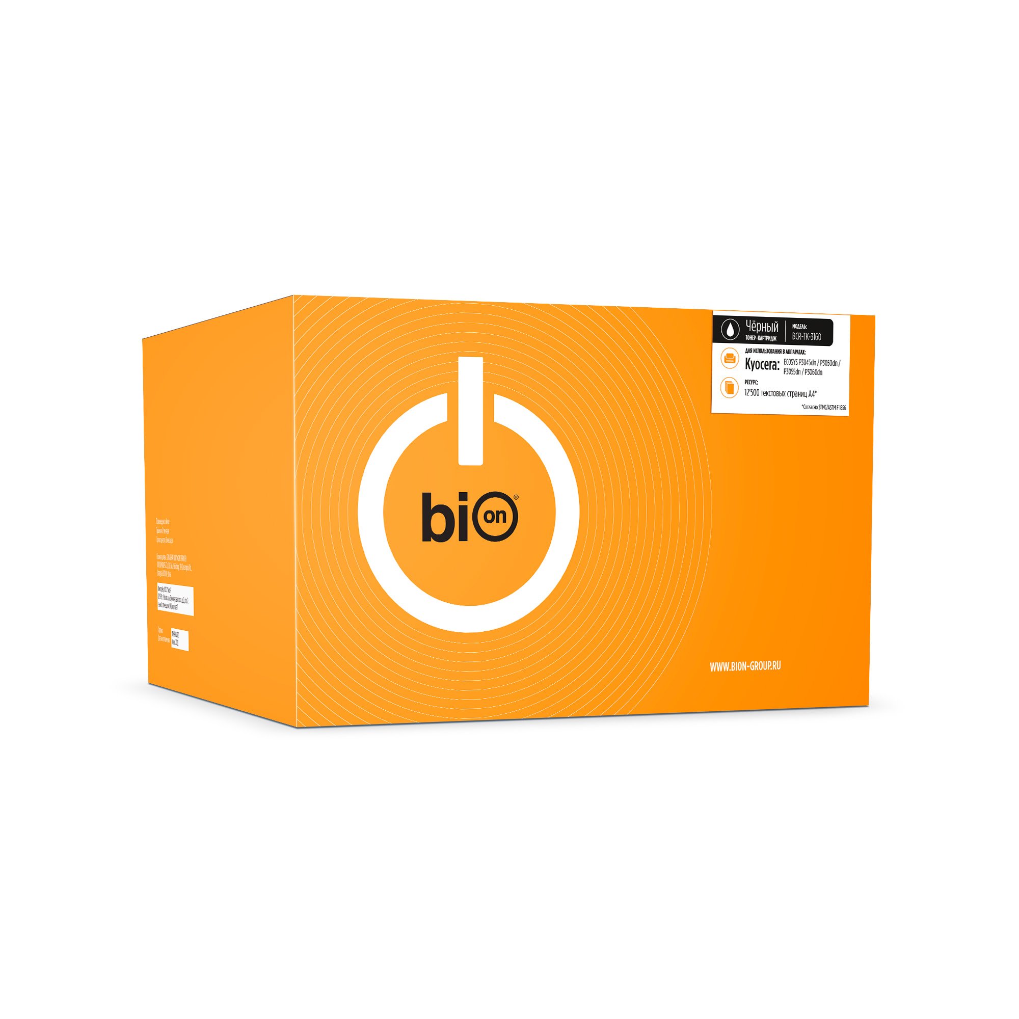 

Картридж лазерный Bion BCR-TK-3160 (TK-3160/1T02T90NL0/1T02T90NL1), черный, 12500 страниц, совместимый для Kyocera ECOSYS P3045dn/P3050dn/P3055dn/P3060dn