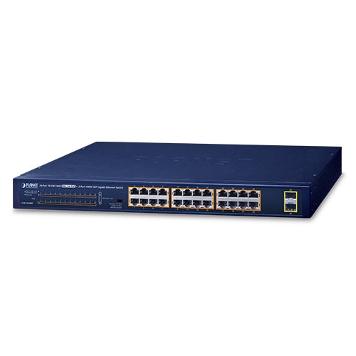 

Коммутатор Planet GSW-2620HP, кол-во портов: 24x1 Гбит/с, кол-во SFP/uplink: SFP 2x1 Гбит/с, установка в стойку, PoE: 24x30Вт (макс. 240Вт) (GSW-2620HP), GSW-2620HP