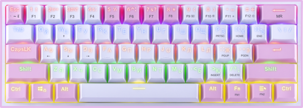 

Клавиатура проводная Redragon Fizz, механическая, OUTEMU+RED, подсветка, USB, белый/розовый (70672), Fizz