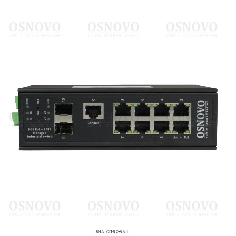 Коммутатор OSNOVO SW-80802/ILS(PORT 90W,300W), управляемый (8x1 Гбит/с)