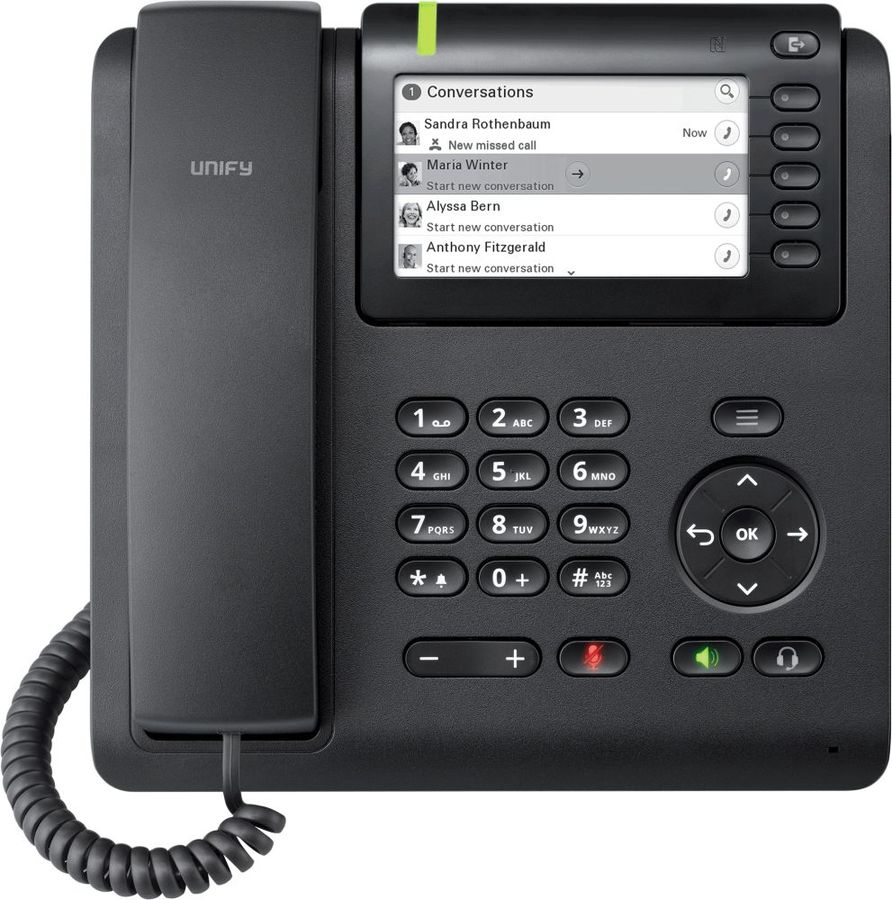 

VoIP-телефон Unify CP600E, 1 линия, 1 SIP-аккаунт, монохромный дисплей, PoE, черный (L30250-F600-C433), CP600E