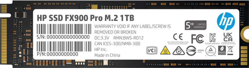 Твердотельный накопитель (SSD) HP 1Tb FX900 Pro, 2280, M.2, NVMe (4A3U0AA#ABB) - фото 1