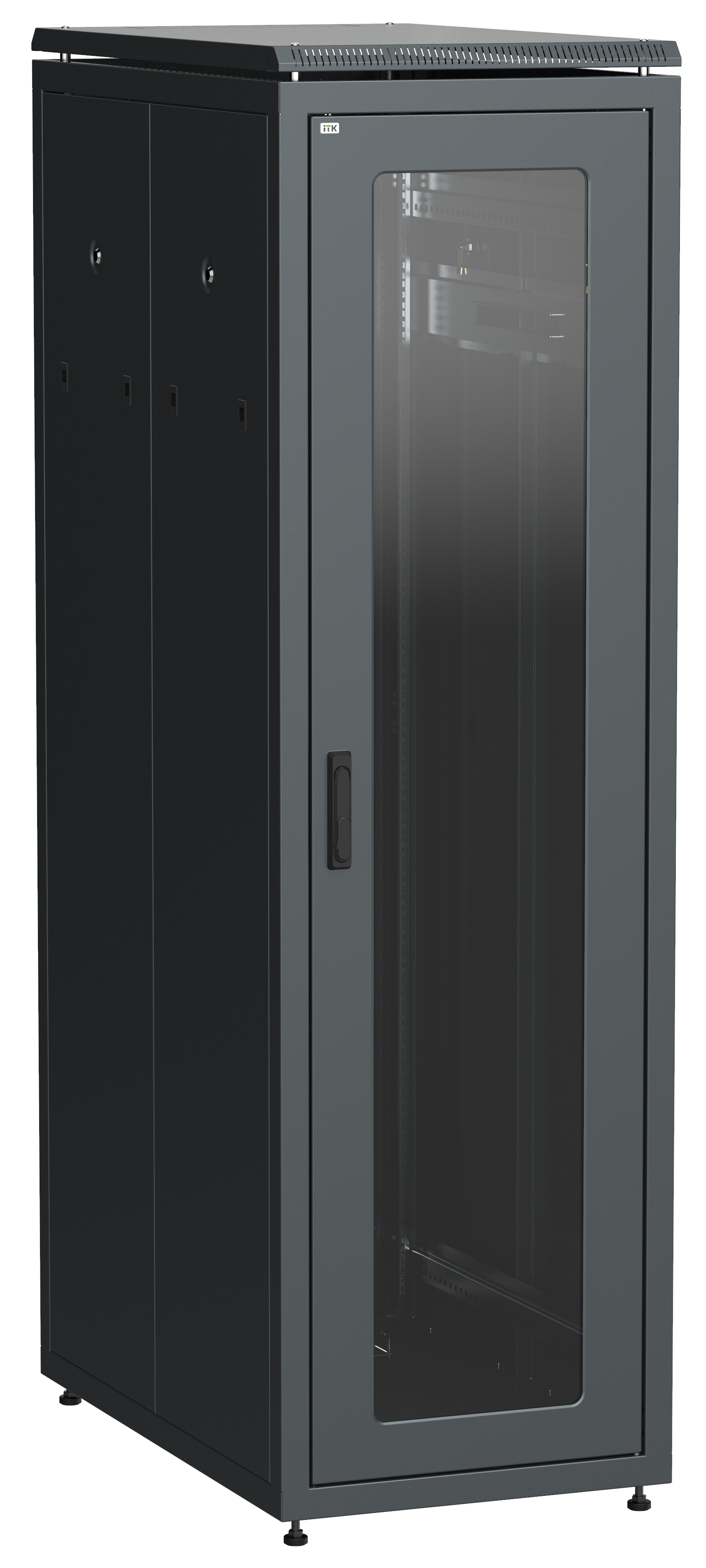 

Шкаф телекоммуникационный напольный 38U 800x1000 мм, стекло/металл, черный, разборный, ITK LINEA N LN05-38U81-GM (LN05-38U81-GM), LN05-38U81-GM