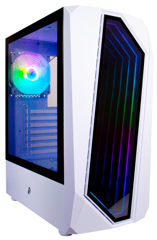 Корпус 1STPLAYER INFINITE SPACE IS6, ATX, Midi-Tower, USB 3.0, RGB подсветка, белый, без БП (IS6-WH-1F1-W)