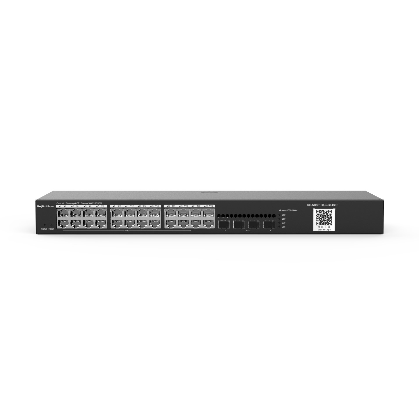 

Коммутатор Reyee (Ruijie) RG-NBS3100-24GT4SFP, управляемый, кол-во портов: 24x1 Гбит/с, кол-во SFP/uplink: SFP 4x1 Гбит/с, установка в стойку (RG-NBS3100-24GT4SFP), RG-NBS3100-24GT4SFP