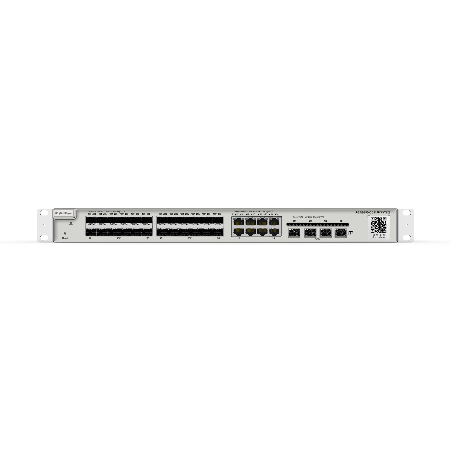 

Коммутатор Reyee (Ruijie) RG-NBS5200-24SFP/8GT4XS, управляемый, кол-во портов: 8x1 Гбит/с, SFP 24x1 Гбит/с, кол-во SFP/uplink: SFP+ 4x10 Гбит/с, установка в стойку (RG-NBS5200-24SFP/8GT4XS), RG-NBS5200-24SFP/8GT4XS
