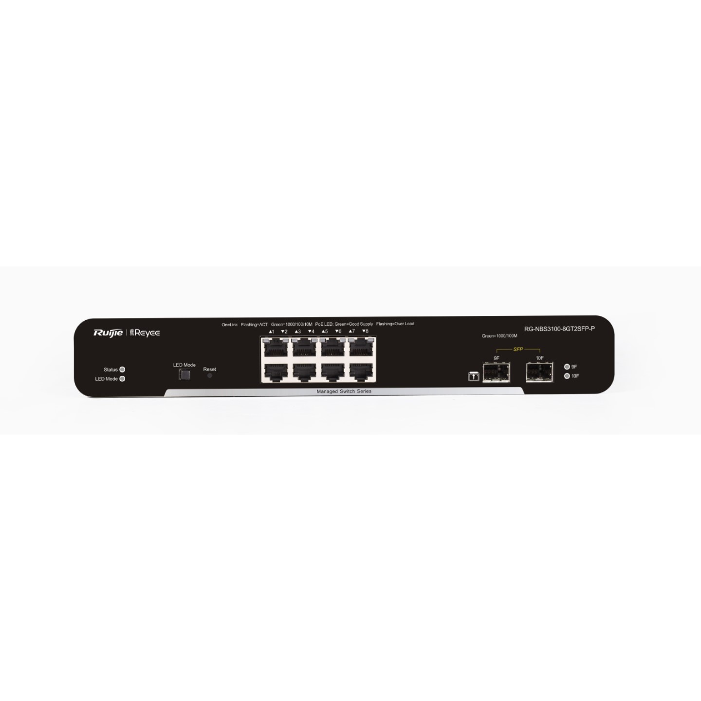 

Коммутатор Reyee (Ruijie) RG-NBS3100-8GT2SFP-P, управляемый, кол-во портов: 8x1 Гбит/с, кол-во SFP/uplink: SFP 2x1 Гбит/с, PoE (макс. 125Вт) (RG-NBS3100-8GT2SFP-P), RG-NBS3100-8GT2SFP-P