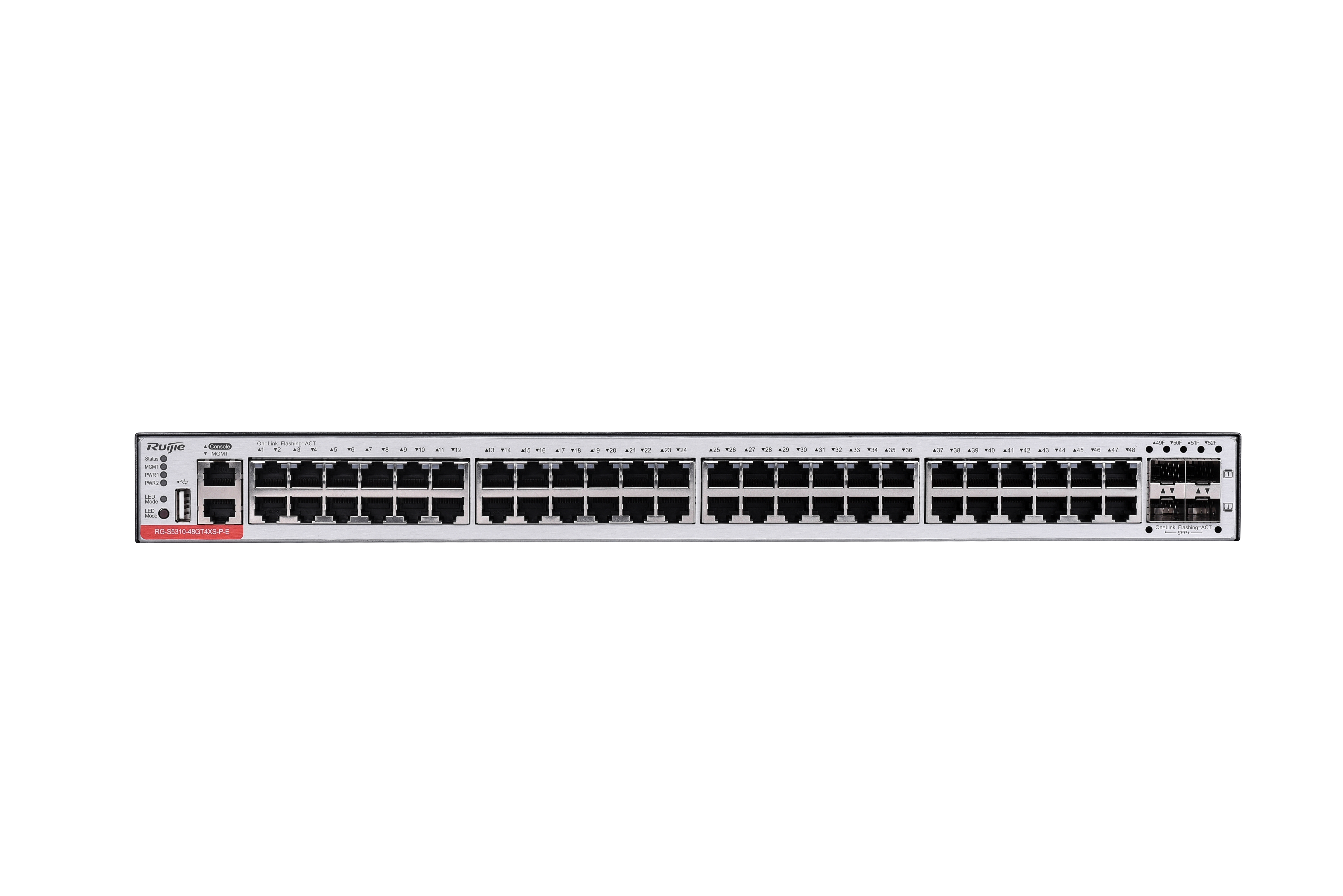 

Коммутатор Ruijie RG-S5310-48GT4XS-P-E, кол-во портов: 48x1 Гбит/с, кол-во SFP/uplink: SFP+ 4x10 Гбит/с, установка в стойку, PoE (макс. 1.44кВт) (RG-S5310-48GT4XS-P-E), RG-S5310-48GT4XS-P-E