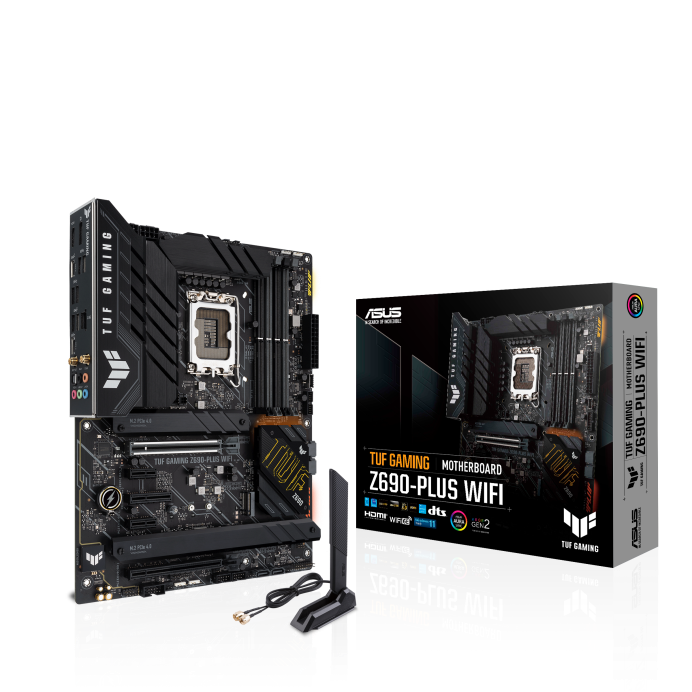 

Материнская плата ASUS TUF GAMING Z690-PLUS WIFI, Socket1700, Intel Z690, 4xDDR5 DIMM, 2PCI-Ex16, 4SATA3, 7.1-ch, 2x2.5GLAN, 8 USB 3.2, 3 USB Type-C, HDMI, DP, ATX, Retail, TUF GAMING Z690-PLUS WIFI