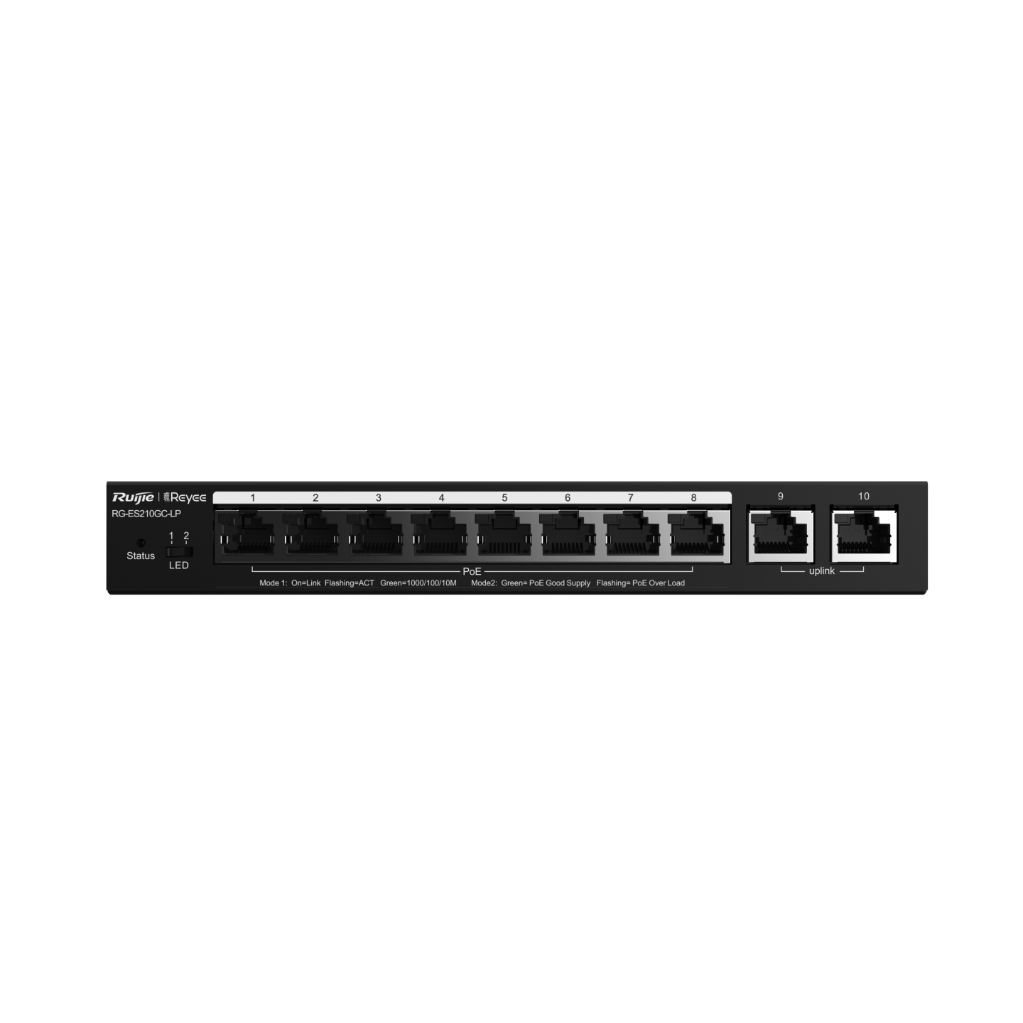 

Коммутатор Reyee (Ruijie) RG-ES210GC-LP, управляемый, кол-во портов: 10x1 Гбит/с, PoE (макс. 70Вт) (RG-ES210GC-LP), RG-ES210GC-LP