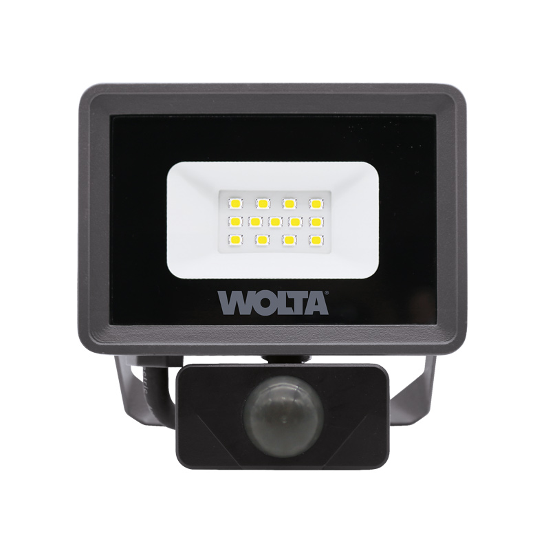 Прожектор светодиодный WOLTA, 10Вт, 900лм, 5700, Ra:70, IP65, датчик движения, серый (WFL-10W / 06S)