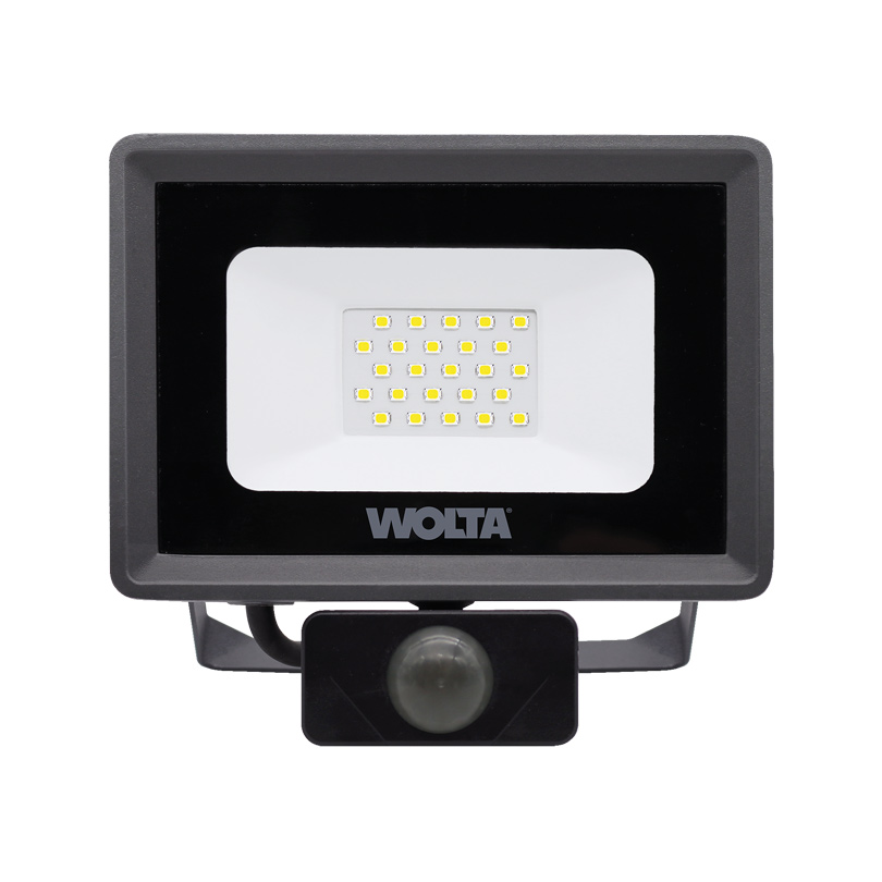 Прожектор светодиодный WOLTA, 20Вт, 1800лм, 5700, Ra:70, IP65, датчик движения, серый (WFL-20W / 06S)