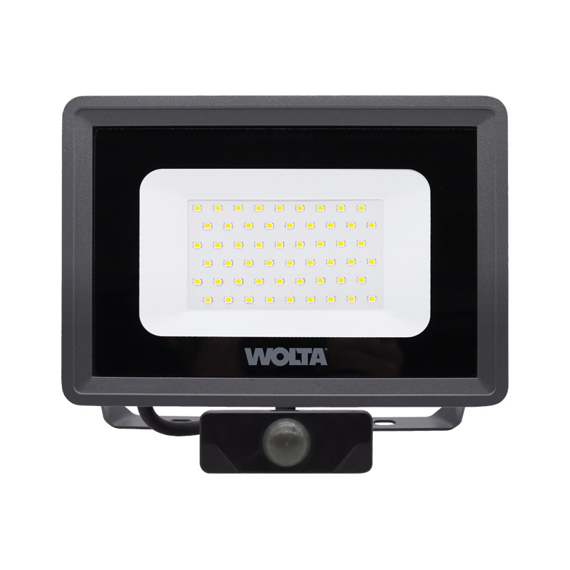 Прожектор светодиодный WOLTA, 50Вт, 4500лм, 5700, Ra:70, IP65, датчик движения, серый (WFL-50W / 06S)