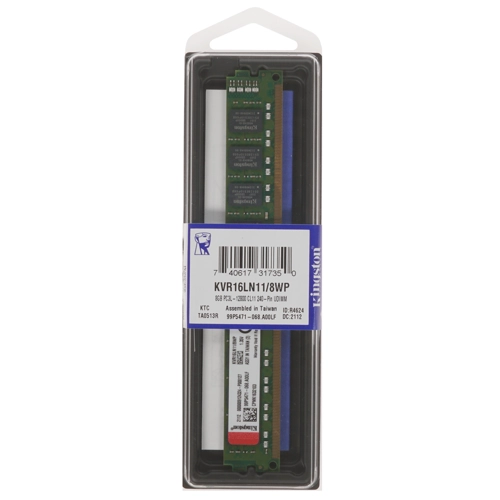 

Память DDR3L DIMM 8Gb, 1600MHz, CL11, 1.35 В, Kingston (KVR16LN11/8WP), KVR16LN11/8WP