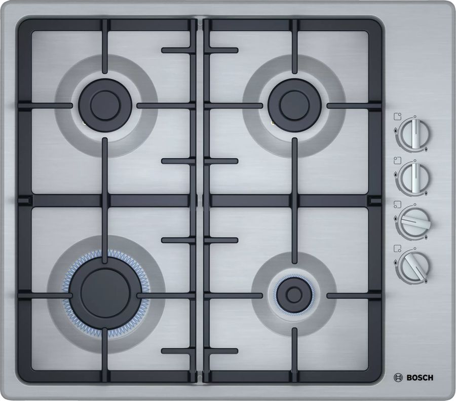 

Газовая варочная панель Bosch Serie 2 PBP6C5B92R 4 конфорки, нержавеющая сталь (PBP6C5B92R), PBP6C5B92R
