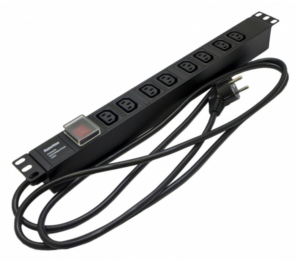 

Блок розеток (PDU) Hyperline, кол-во розеток:8 (8xC13), черный, кабель питания 2.5 м (SHE19-8IEC-S-2.5EU)