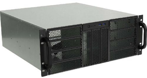 Корпус Procase RE411-D11H0-E-55, E-ATX, 4U RM, без БП, черный/серебристый (RE411-D11H0-E-55)