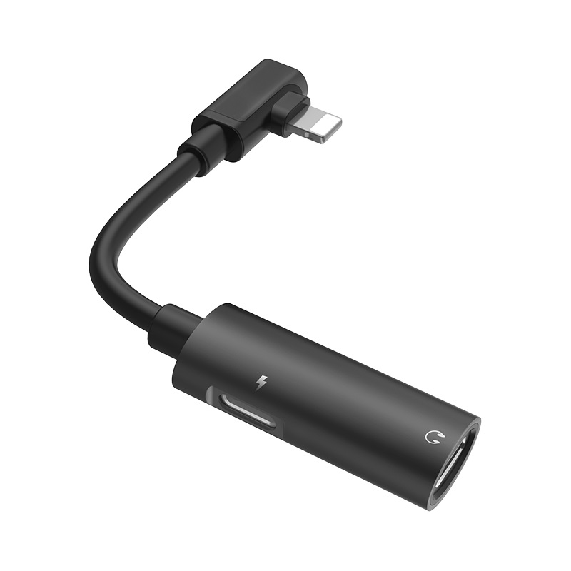 

Кабель Lightning 8-pin(M)-2xLightning 8-pin(F) угловой, экранированный, черный HOCO LS18 (79736), LS18