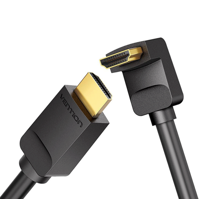 

Кабель HDMI(19M)-HDMI(19M) прямой/угловой v2.0 4K, экранированный, 2 м, черный Vention (AAQBH)