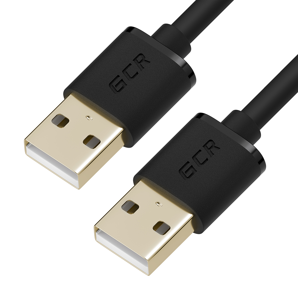 Кабель USB 2.0(Am)-USB 2.0(Am), 30см, черный GCR GCR-AM5 (GCR-UM5M-BB2S-0.3m)