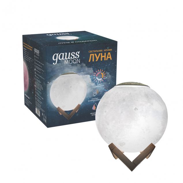 

Светильник настольный GAUSS 3D Луна, светодиоды, 1 Вт/100лм, 2700K, белый (NN004), 3D Луна