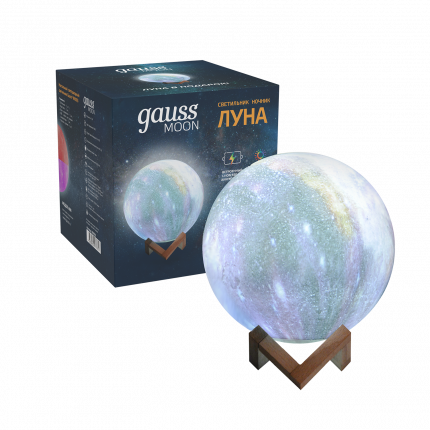 Светильник настольный GAUSS 3D Луна, 1 Вт, белый