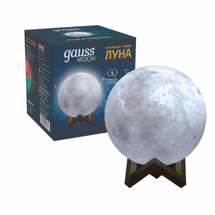 

Светильник настольный GAUSS 3D Луна, светодиоды, 1 Вт/100лм, белый (NN002), 3D Луна