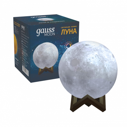 

Светильник настольный GAUSS 3D Луна, светодиоды, 1 Вт, 2700K/100лм, белый (NN001), 3D Луна