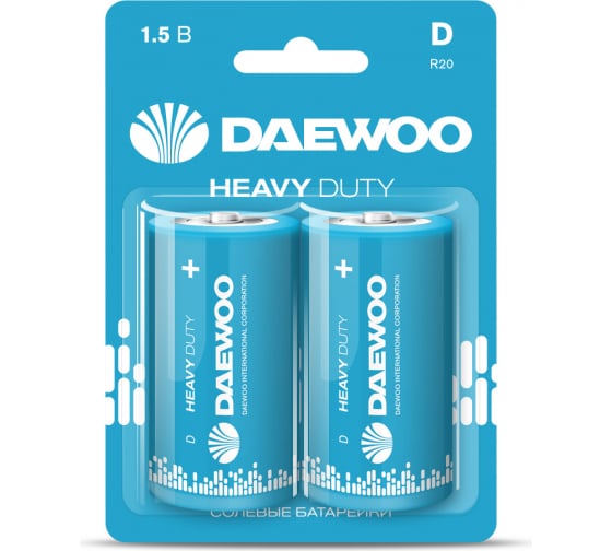 

Батарея Daewoo Heavy Duty, D (LR20/13А), 1.5V, 2шт. (5029484)